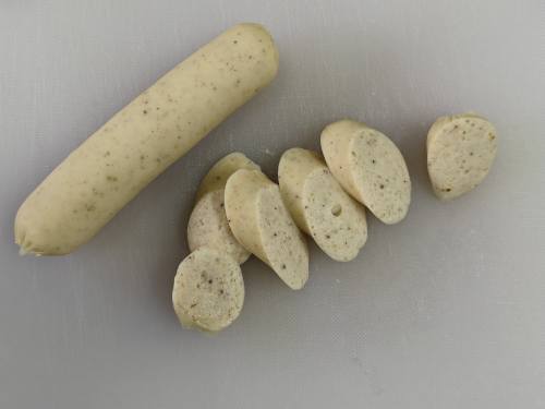 Sausage trial, whole and sliced
